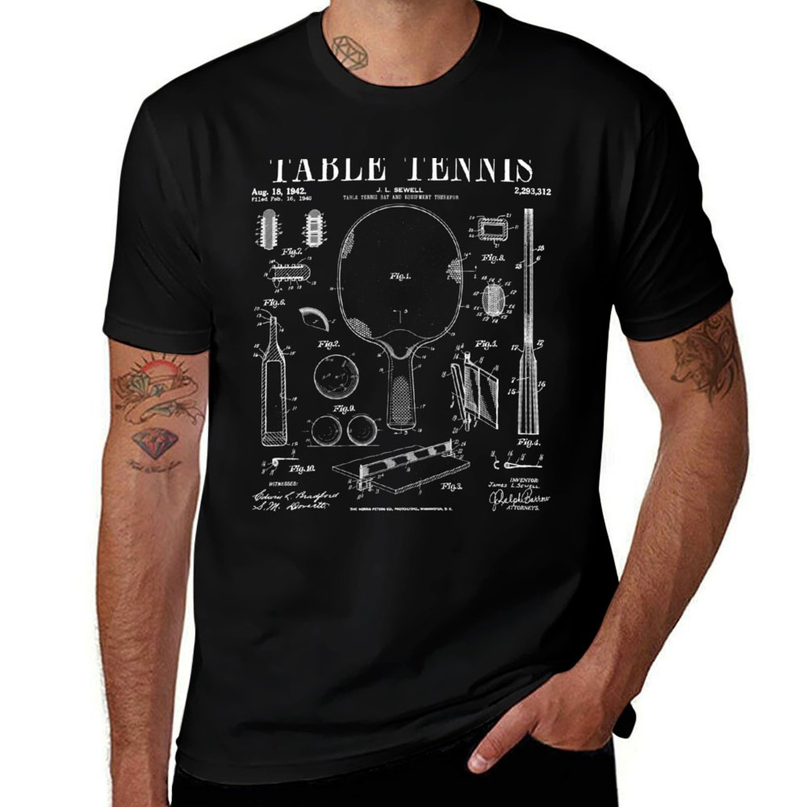 Table Tennis Drawing - Kaus Gambar Paten Antik Tenis Meja