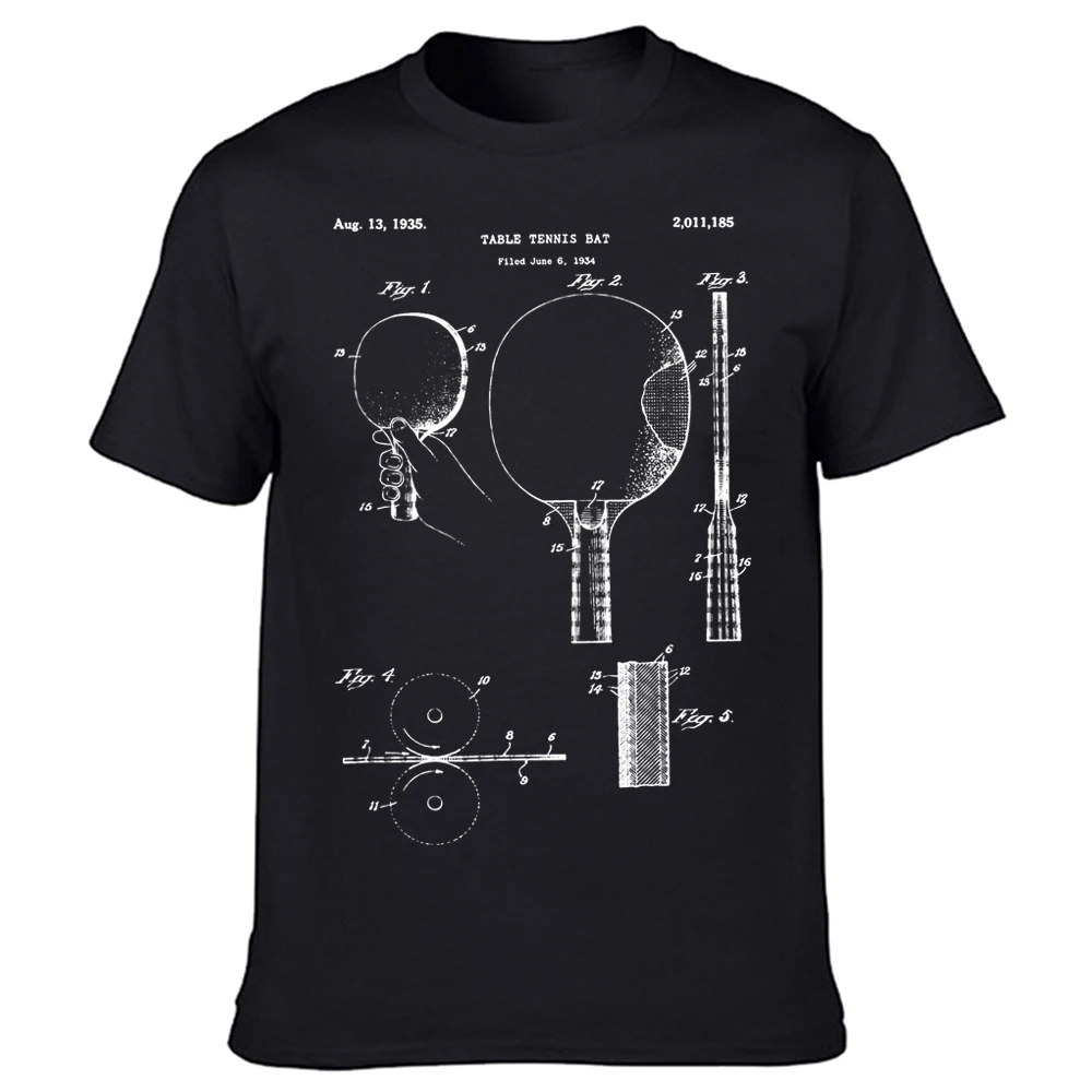 Table Tennis Drawing - Kaos Olahraga Pria Lengan Pendek Model